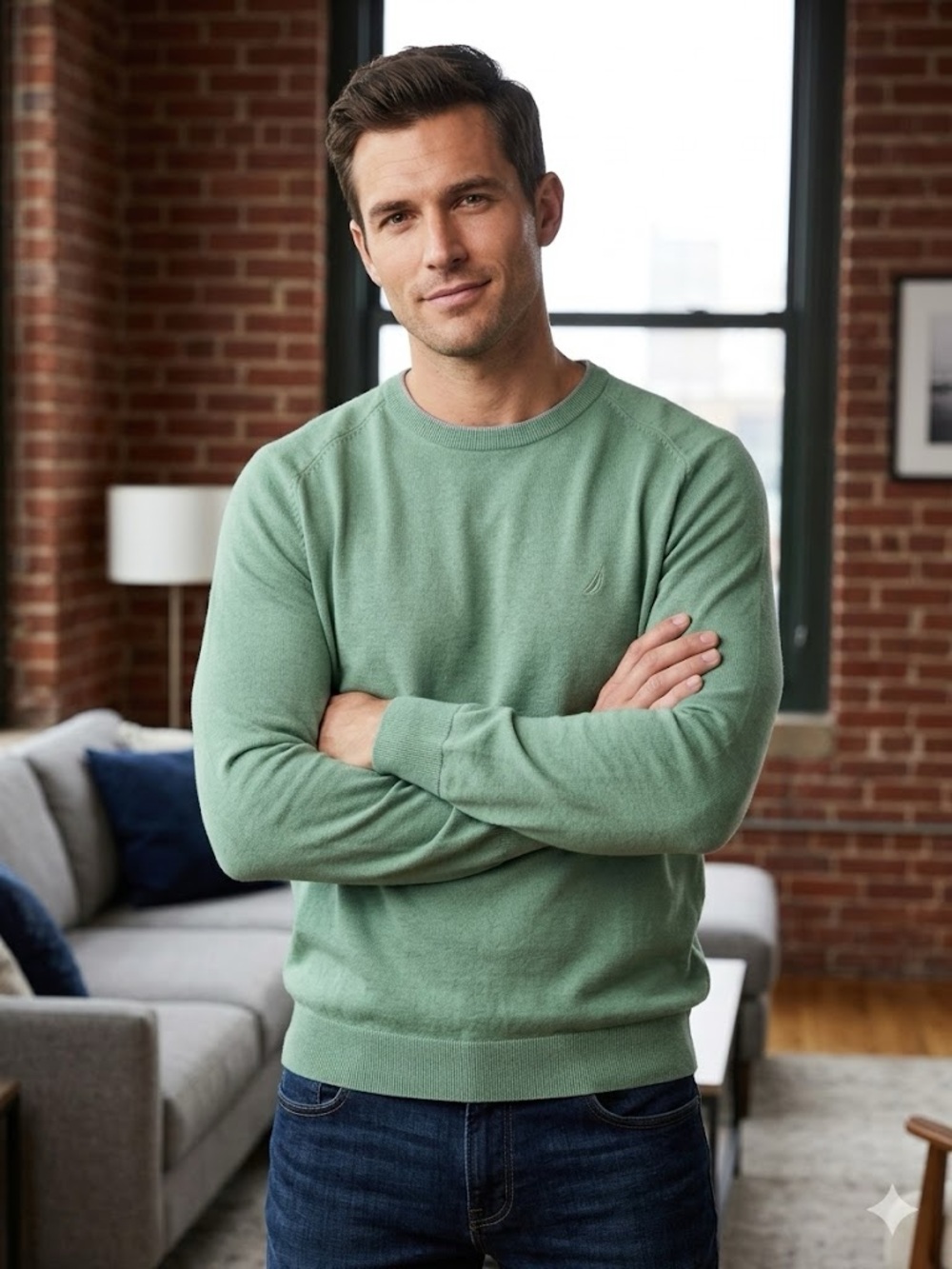 Nautica Men's Crewneck Sweater - Sage Green